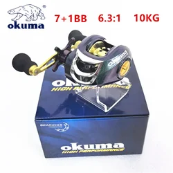 OKUMA Metal Wire Cup Chameleon Droplet Wheel 10KGMax Dragon Bait Reel Dual Brake 7+1 BB High Speed Fishing Reel