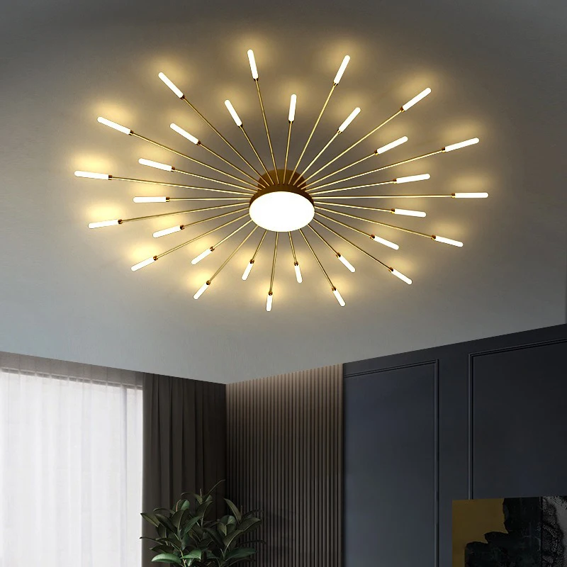 Modern LED Chandelier Creative Fireworks Design Large Inch Ceiling Light Restaurant Living Room Lobby Nordic Interior Lighting