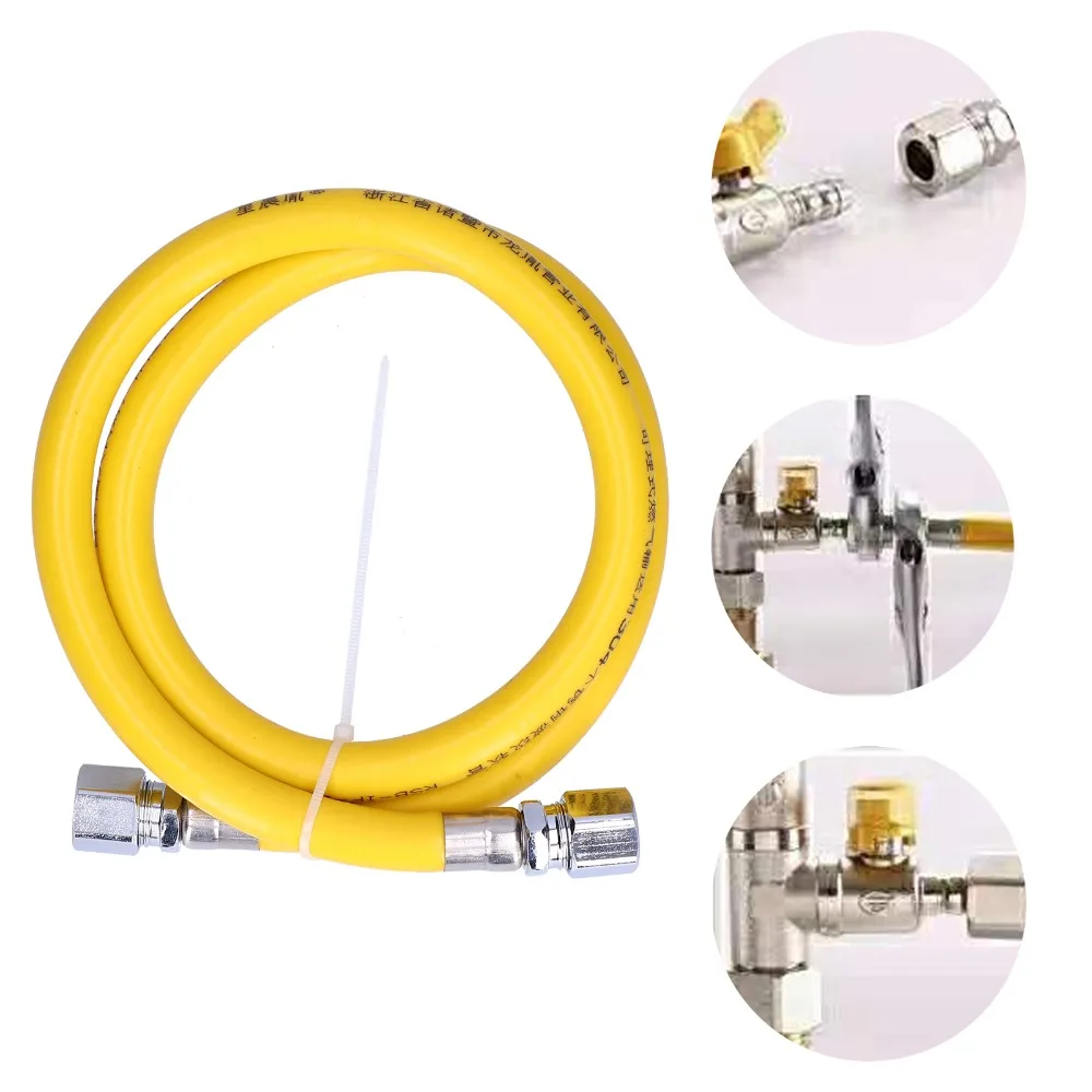 

304 Stainless Steel Gas Hose Yellow Straight Pipe Gas Line Connector Double Plug End Flexible Braided, Dryer Gas Hose