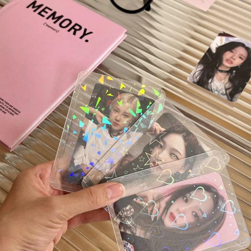 10Pcs Ins Photocard Toploader Liebe Herz Stern Foto Ärmeln Idol Foto Karten Schutzhülle PVC laser transparent Karte Ärmeln – Detail 3