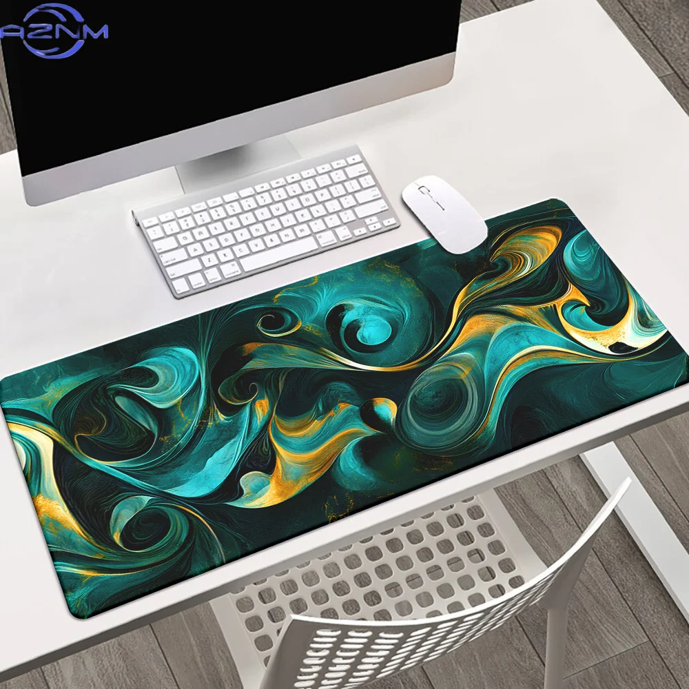 One Piece of a Dark Green Abstract Liquid Lines Mouse Pad, Suitable for Gaming Keyboards And Office Use, Designed for Computer P