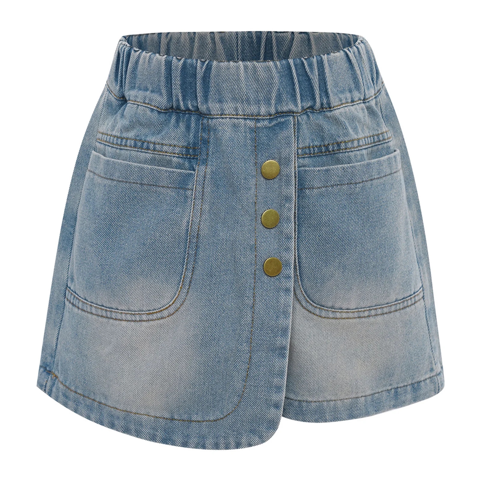 

Kids Girls Denim Shorts Summer Fashion Half Panel Jean Skirt Elastic Waistband Culotte for Birthday Picnic Park Holiday Vacation