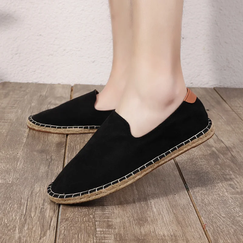 2023 Summer New Linen Men\'s Casual Shoes Handmade Weaving Fisherman Shoes Fashion Casual Flat Espadrilles Driving Shoes Big Size