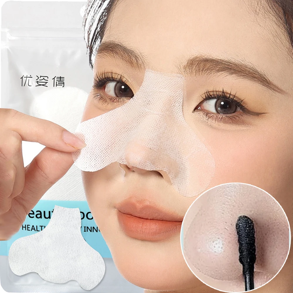 300 Stuks Wegwerp Mee-Etermasker Papier Vochtinbrengende Zachte Neus Verzorgingsstrips Vezel Katoenen Pad Stickers Voor Mee-Eter Verwijderaar