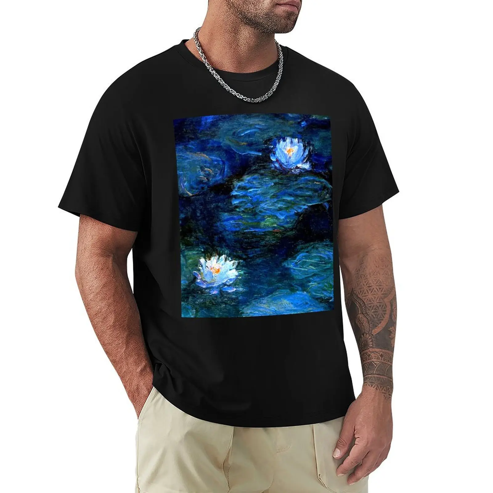 Water Lilies Monet deep blue T-Shirt funny t shirts dark humor T-Shirt