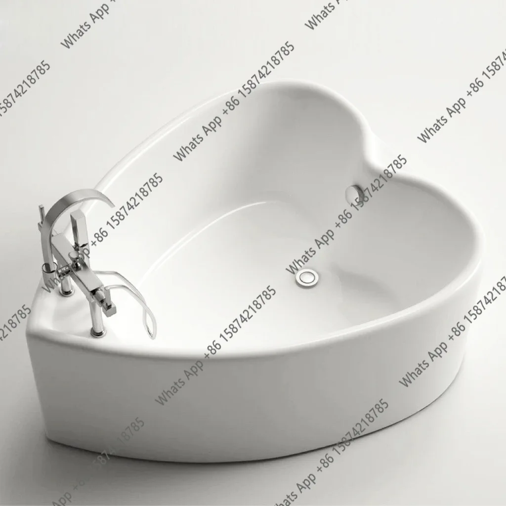 Kk Acrylic Heart-shaped Bathtub Surf Massage White Pink Double Couple Bath Pool Theme Hotel Bathtub