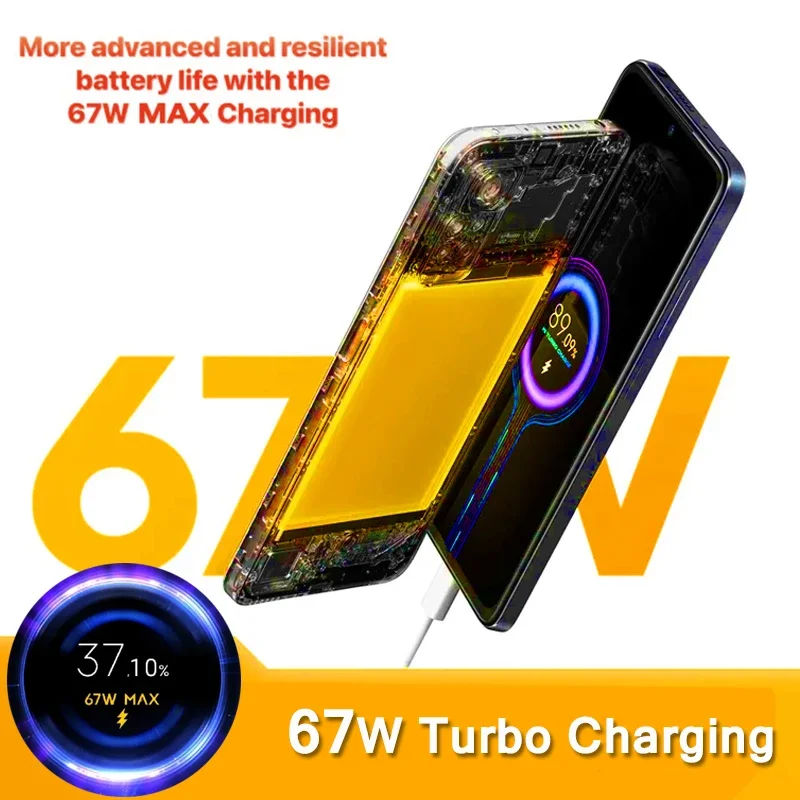 Xiaomi 67W Turbo Charger For Mi13 12 11 Turbo Charger Adapter With 1M Type C Cable Poco F5 F3 X5Pro X4 X3 Redmi Note 13 12 11 14