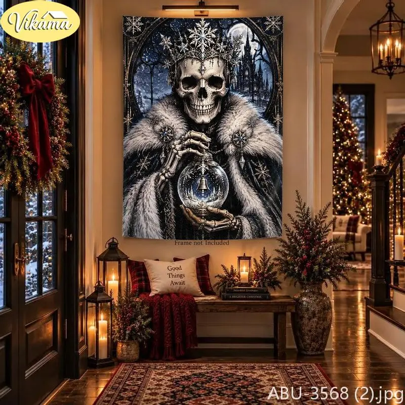 VIKAMA Dark Gothic Christmas Tapestry Wall Hanging, Soft Touch Print, Wall Art for Bedroom Living Room Party Dorm Home Decor
