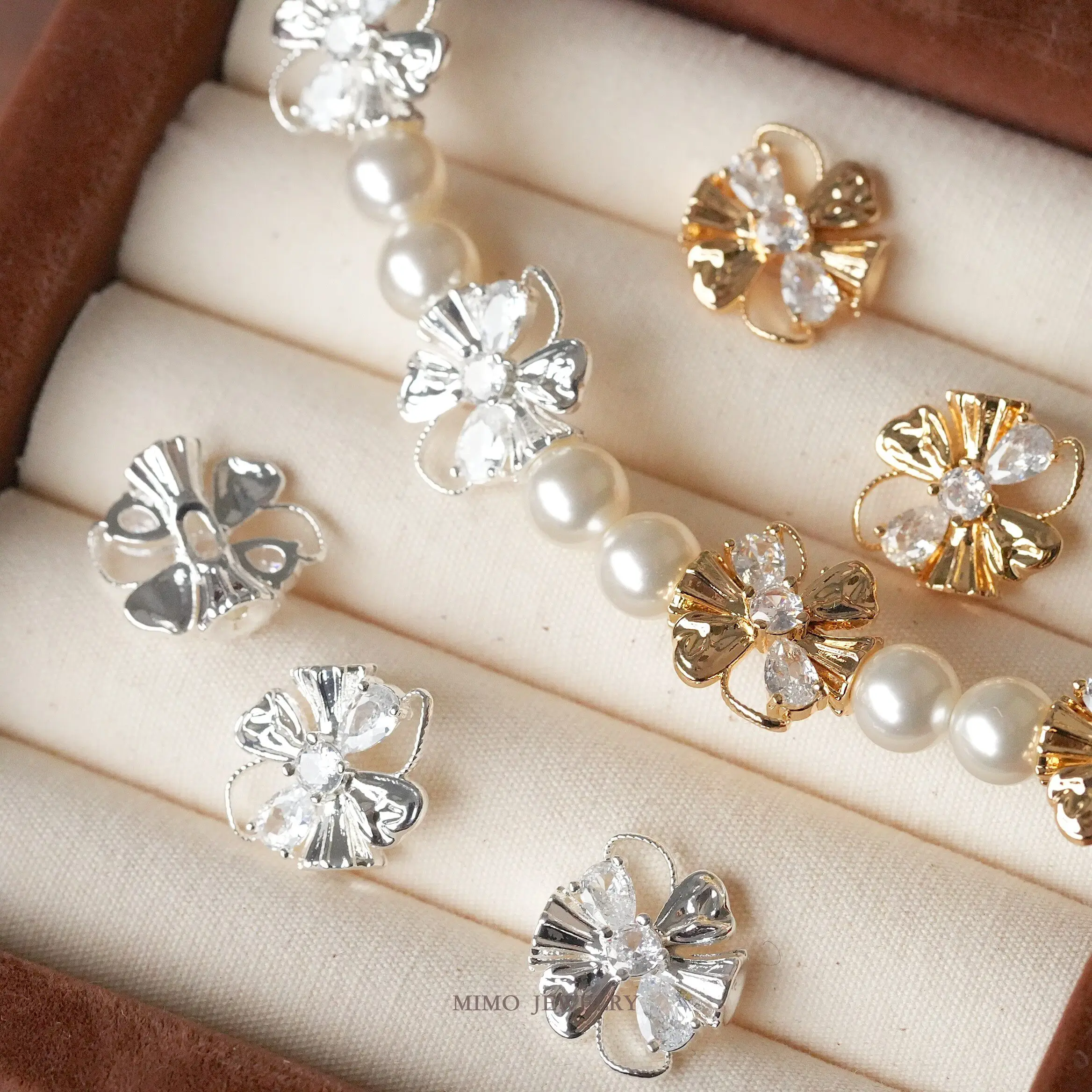 

1pcs Copper-plated Gold Cross Zircon Bow Charms Pendant For Jewelry Making DIY Necklace Bracelet Accessories Findings