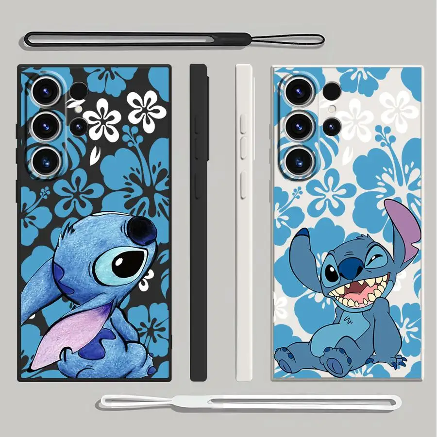 حافظة لهاتف سامسونج جالاكسي S23 S21 Plus S24 FE S22 Ultra S20 S25 Edge Note 20 10 Ultra Soft Cover Disney Stitch Cute