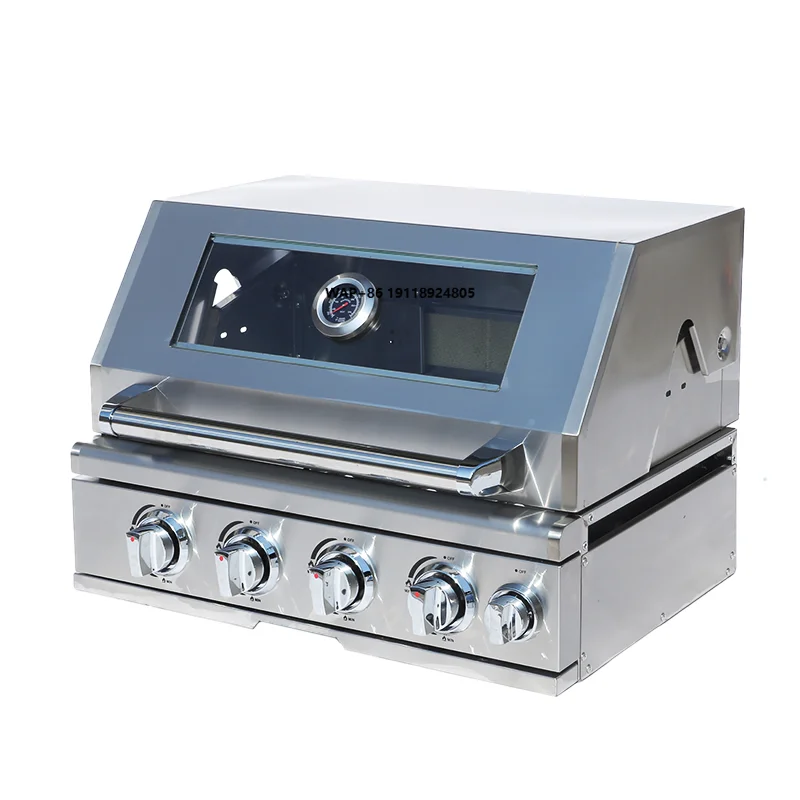 

304 Stainless Steel 4 Burner Infrared Smokeless Gas Grill - High Performance Outdoor Kitchen Built-in BBQ Equipment