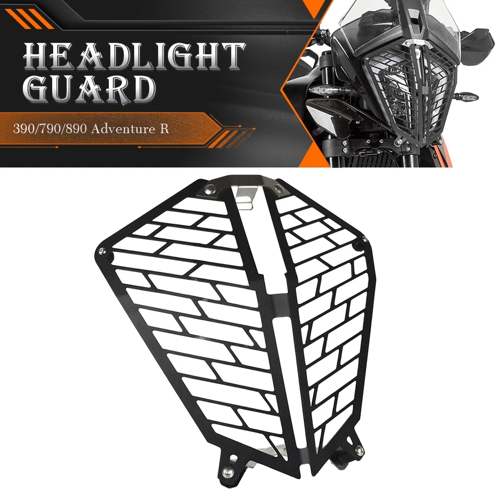 

For 390/790/890 Adventure R 2019-2021 Motorcycle Headlight Grill Cover Headlamp Bracket Guard Head Light Mesh protection Cover