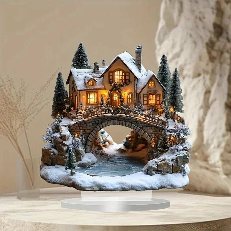 1 Piece Of Merry Acrylic Gingerbread House Decoration - Christmas Village Collection Small Statue Desktop Decoration, Versatile