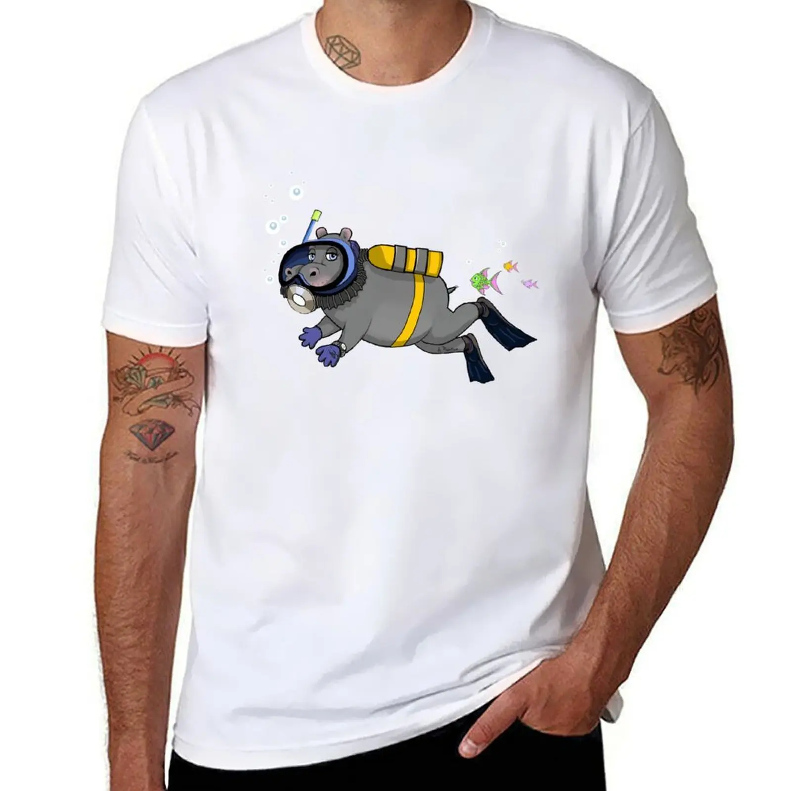 

Diver Hippo T-Shirt t shirt man designer anime t shirts oversize T-Shirt