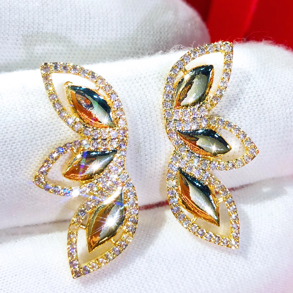 Kellybola New Luxury Cute Wing Earrings For Women Wedding Cubic Zircon Crystal CZ Bridal Earring Fashion High Quality Jewelry