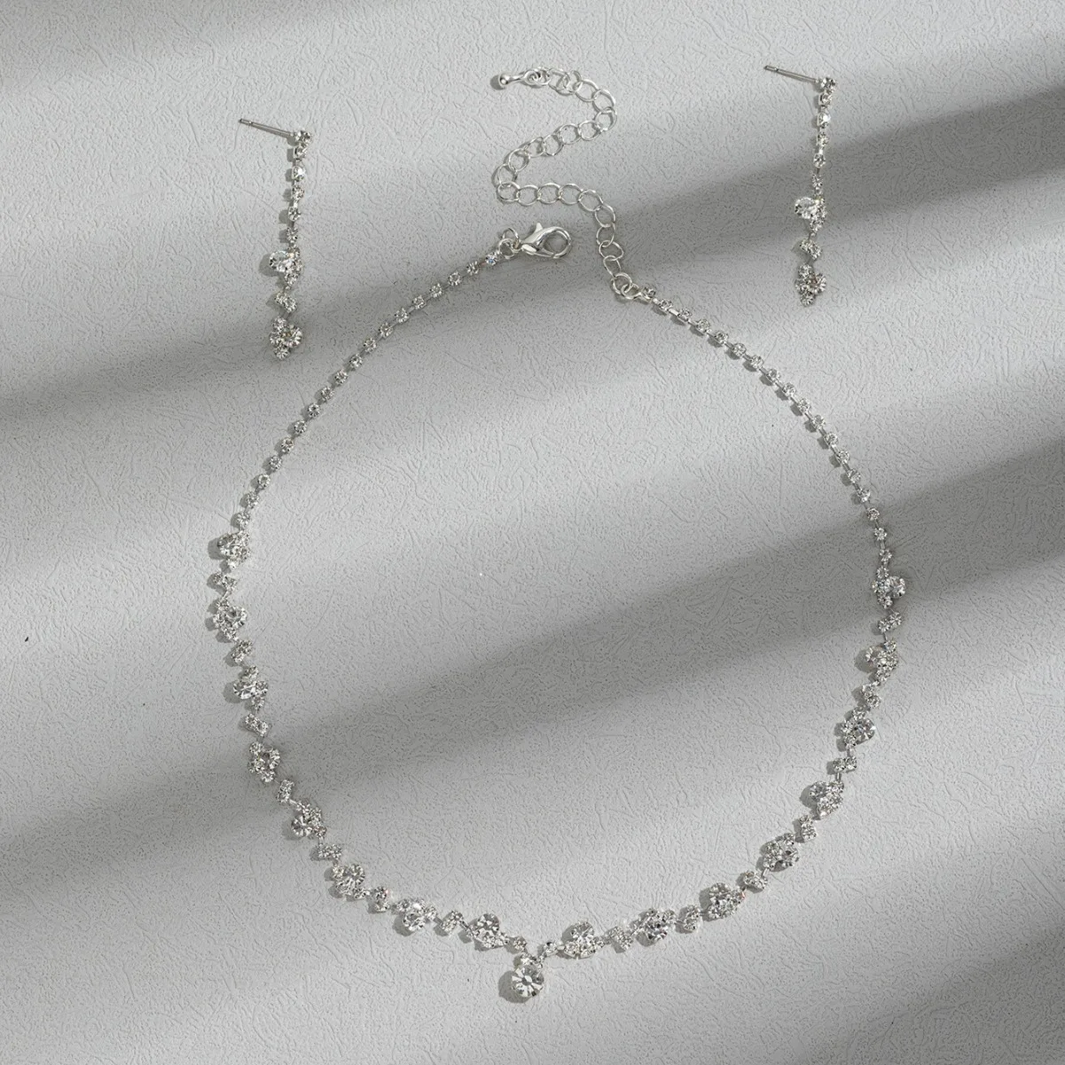 

Sparkling Teardrop Necklace Set, Prong Set Evening Party Jewelry, Romantic Gift for Girlfriend/Wife, Valentine's Anniversary