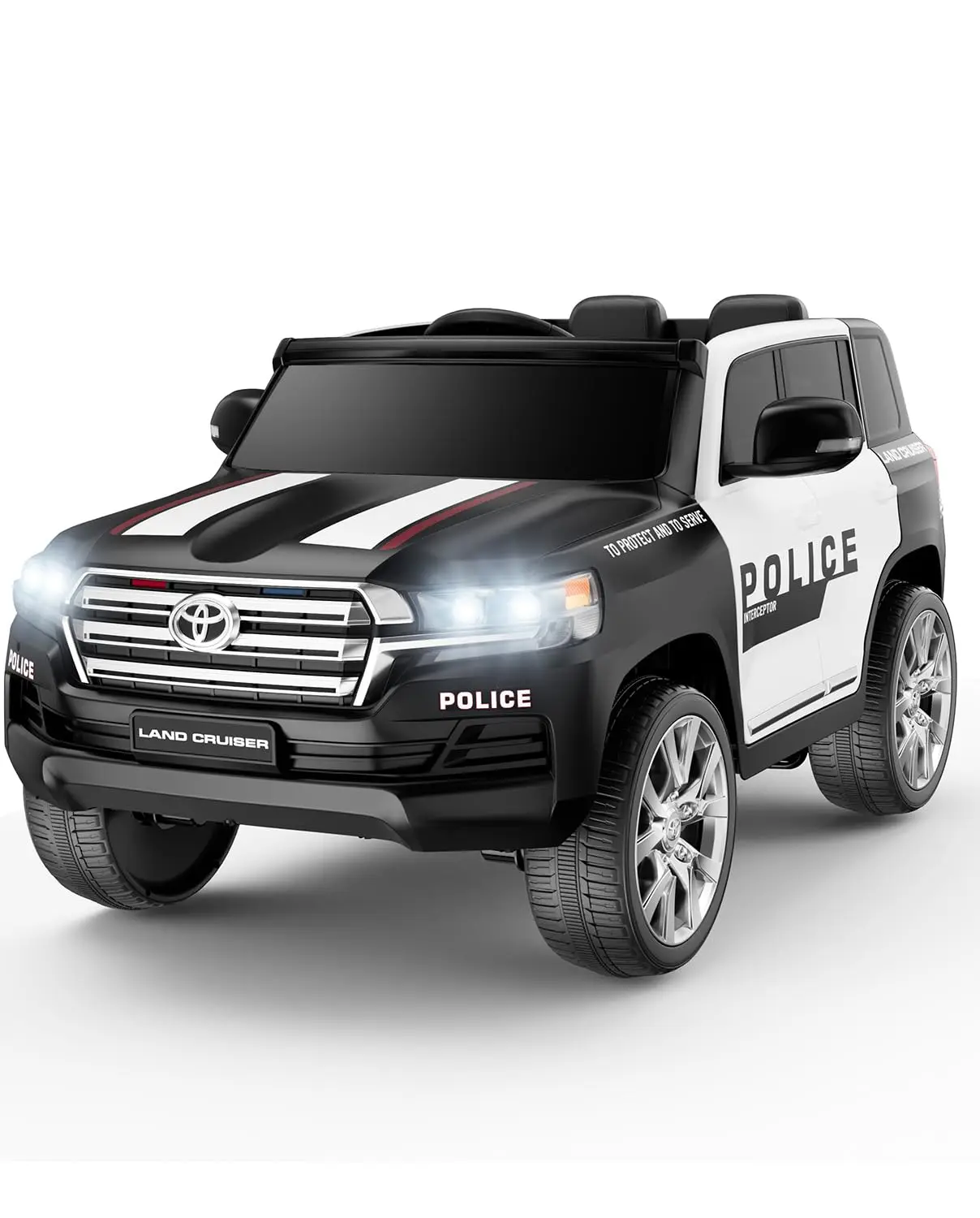 LIGIANT lizenziertes Toyota 12V Polizeiauto für große Kinder, 2-Sitzer-Fahrt mit Fernbedienung, 4WD, Sirene, LED, Bluetooth, Weihnachtsgeschenkidee