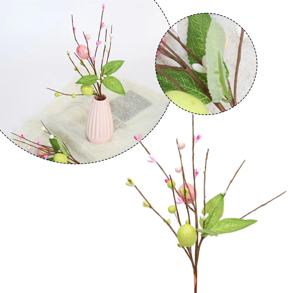 カラフルな泡エッグツリーブランチ、卵の花の枝、偽の植物、DIY絵画、より速い家の花瓶の装飾、春、31cm、2024