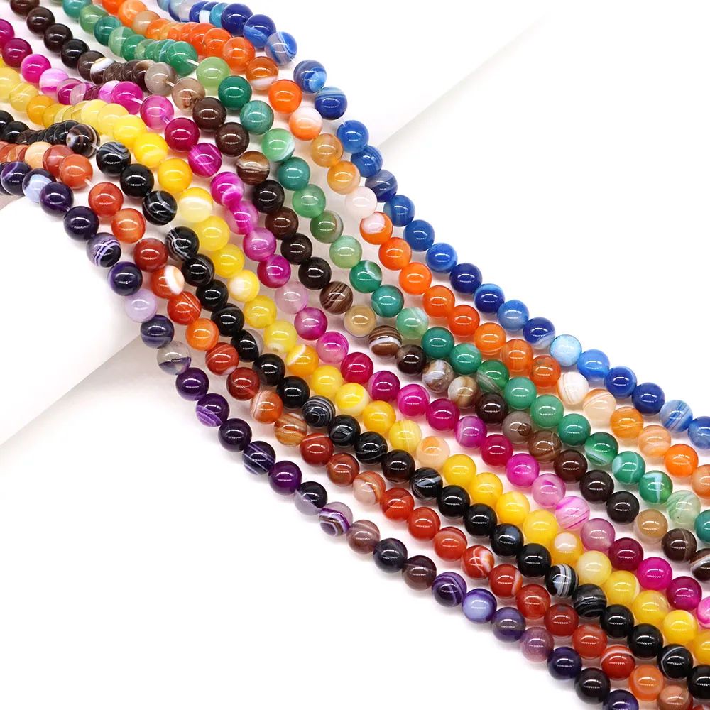4/6/8/10mm Stripe Agate Stone Natural Reiki Healing Crystal Round Loose Spacer Gemstone for Jewelry Making DIY Handicrafts Gifts - Image 2