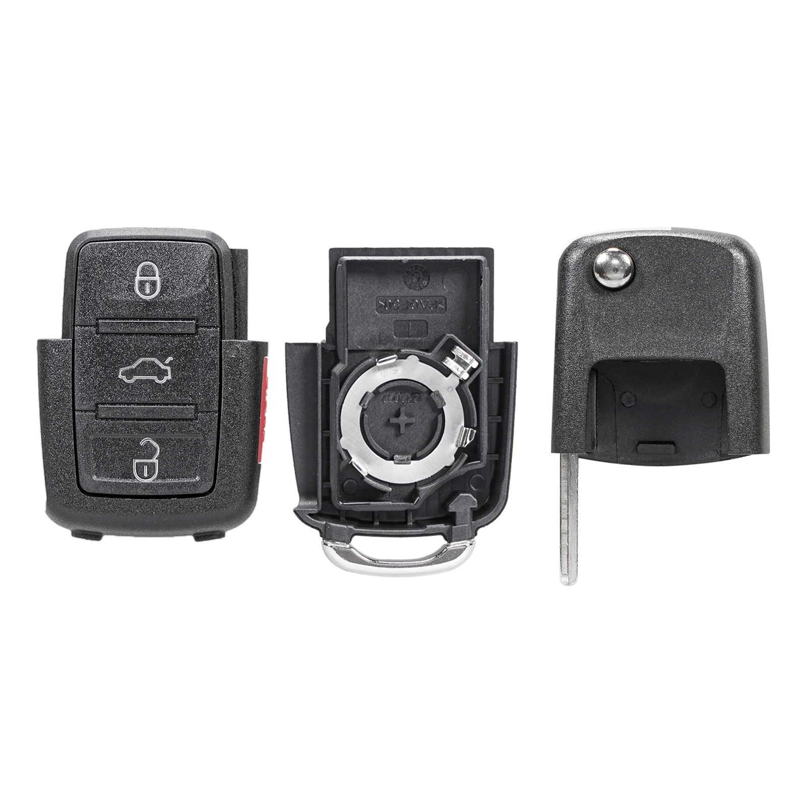 OHMSEN Casing Cangkang Fob Kunci Jarak Jauh Flip 4 Tombol untuk VW Volkswagen Golf GTI Beetle Jetta Passat CC EOS Tiguan Touareg