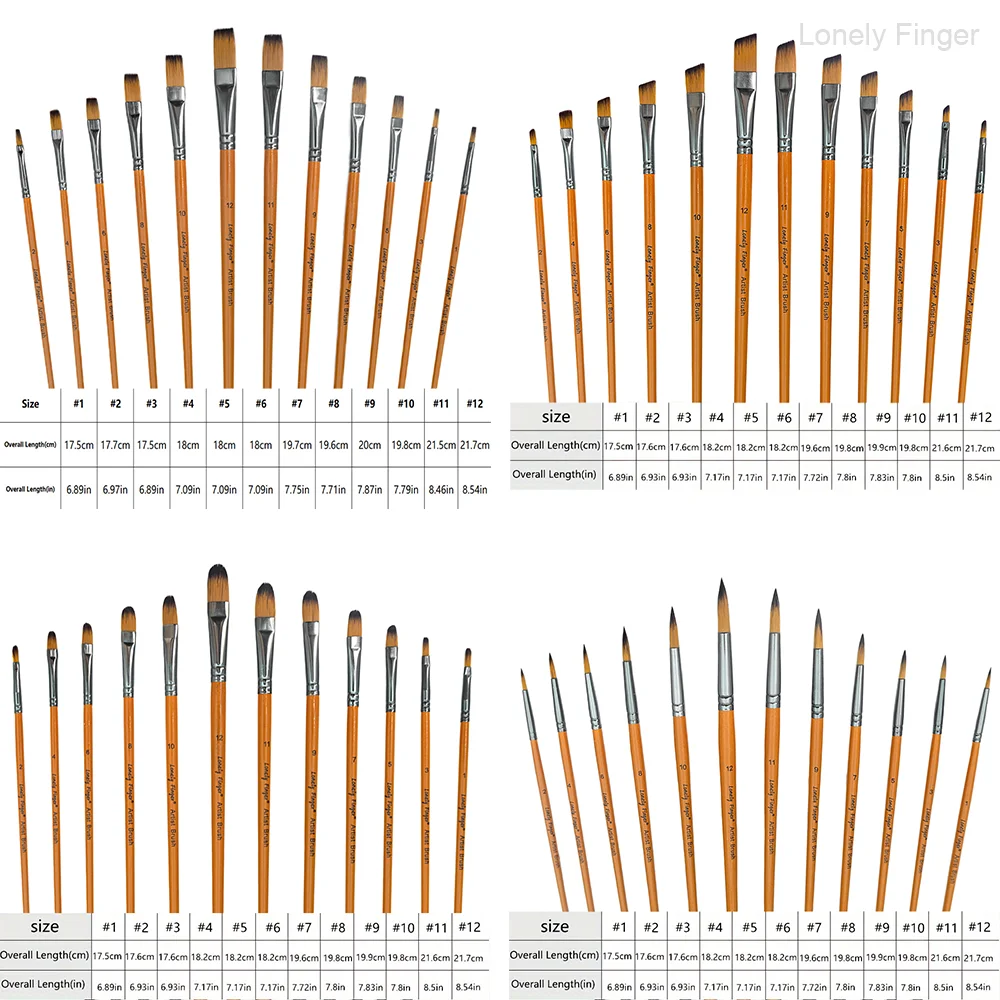 Paint Brushes, 12/48 Pcs Acrylic Brush,Including Round Flat Filbert Angular Paint Brushes, Synthetic Nylon Paint Brushes, Paint