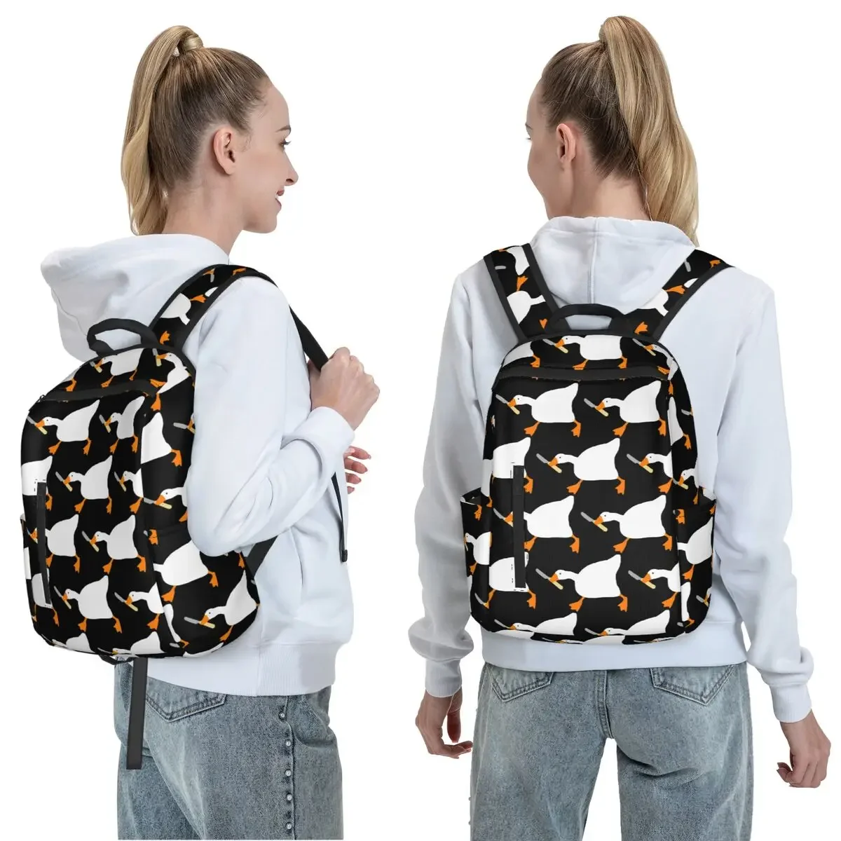 Goose With Knife - Peace Was Never An Option Backpack Large Capacity Children BookBag School Bag Shoulder Bags for Men Women