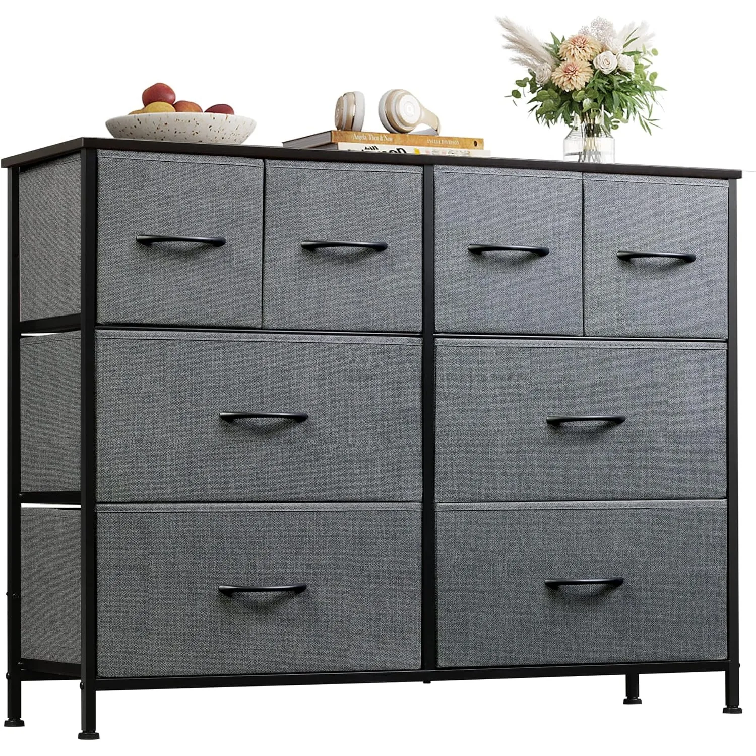 WLIVE Dresser for Bedroom with 8 Drawers, Wide Fabric Dresser for Storage and Organization, Bedroom Dresser, Chest of Drawers