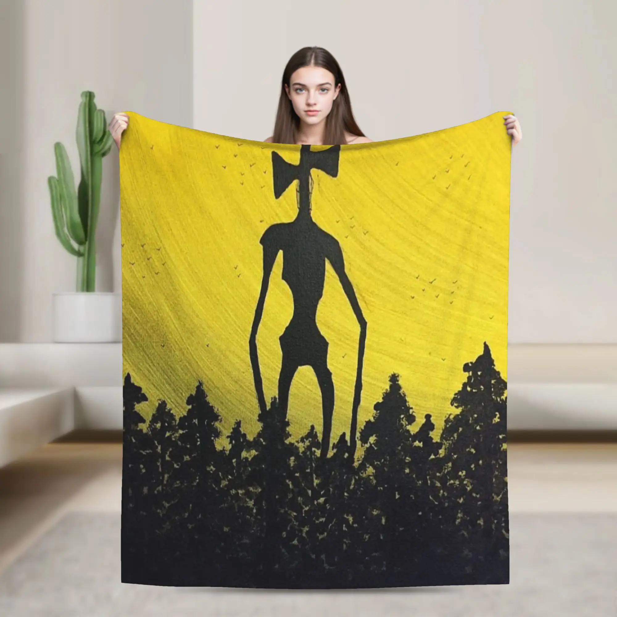 Siren Head In Dark Forest Accessories Blanket Lightweight Thin Fleece  Throw Blankets Relax Plush Thin Quilt
