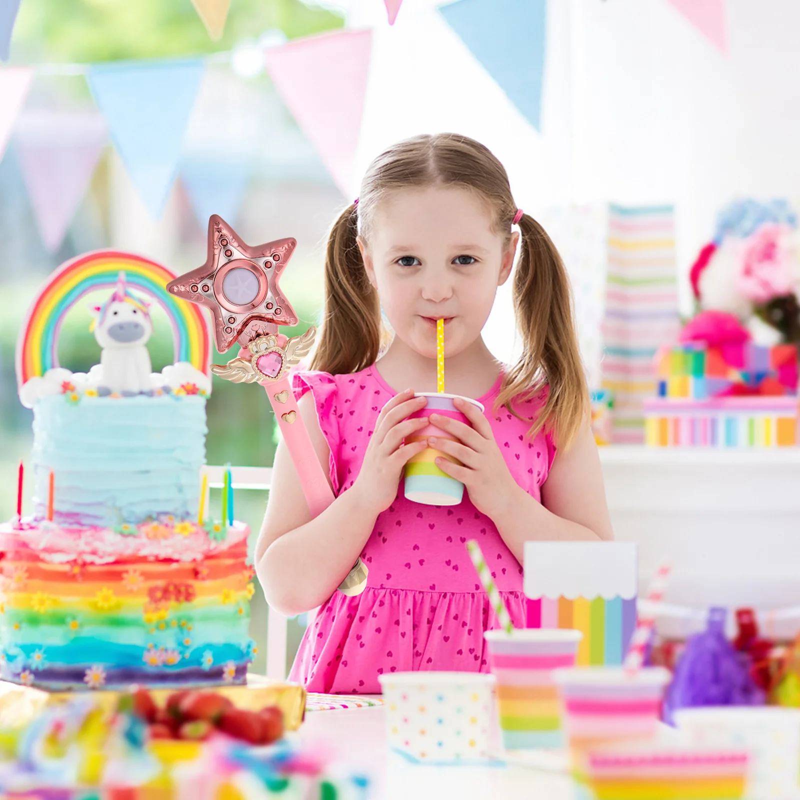 Сувениры для вечеринки принцессы, светодиодная подсветка, звездная волшебная палочка для девочек, нарядный аксессуар, костюм для празднования дня рождения