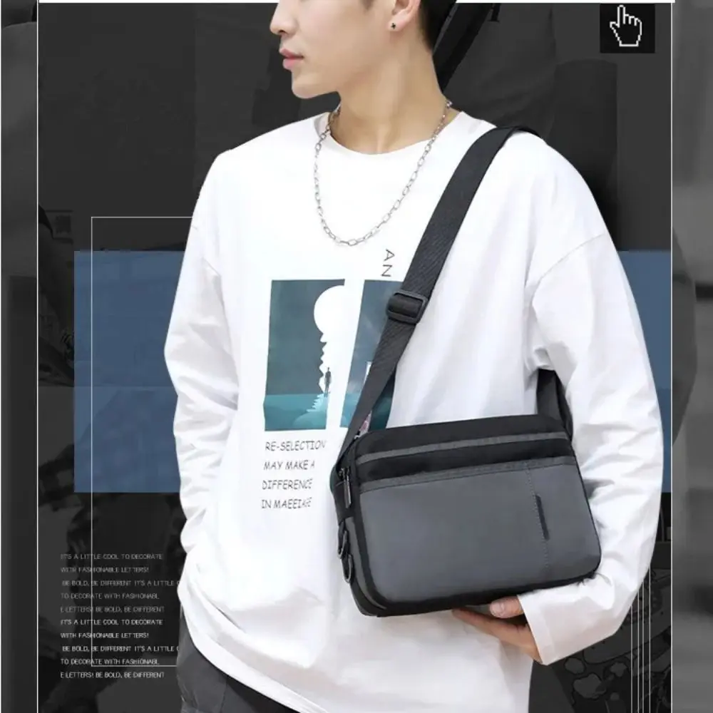 

Мужская сумка на одно плечо, тканевая мужская сумка-мессенджер большой вместимости, квадратная нейлоновая сумка через плечо с несколькими карманами, походная сумка