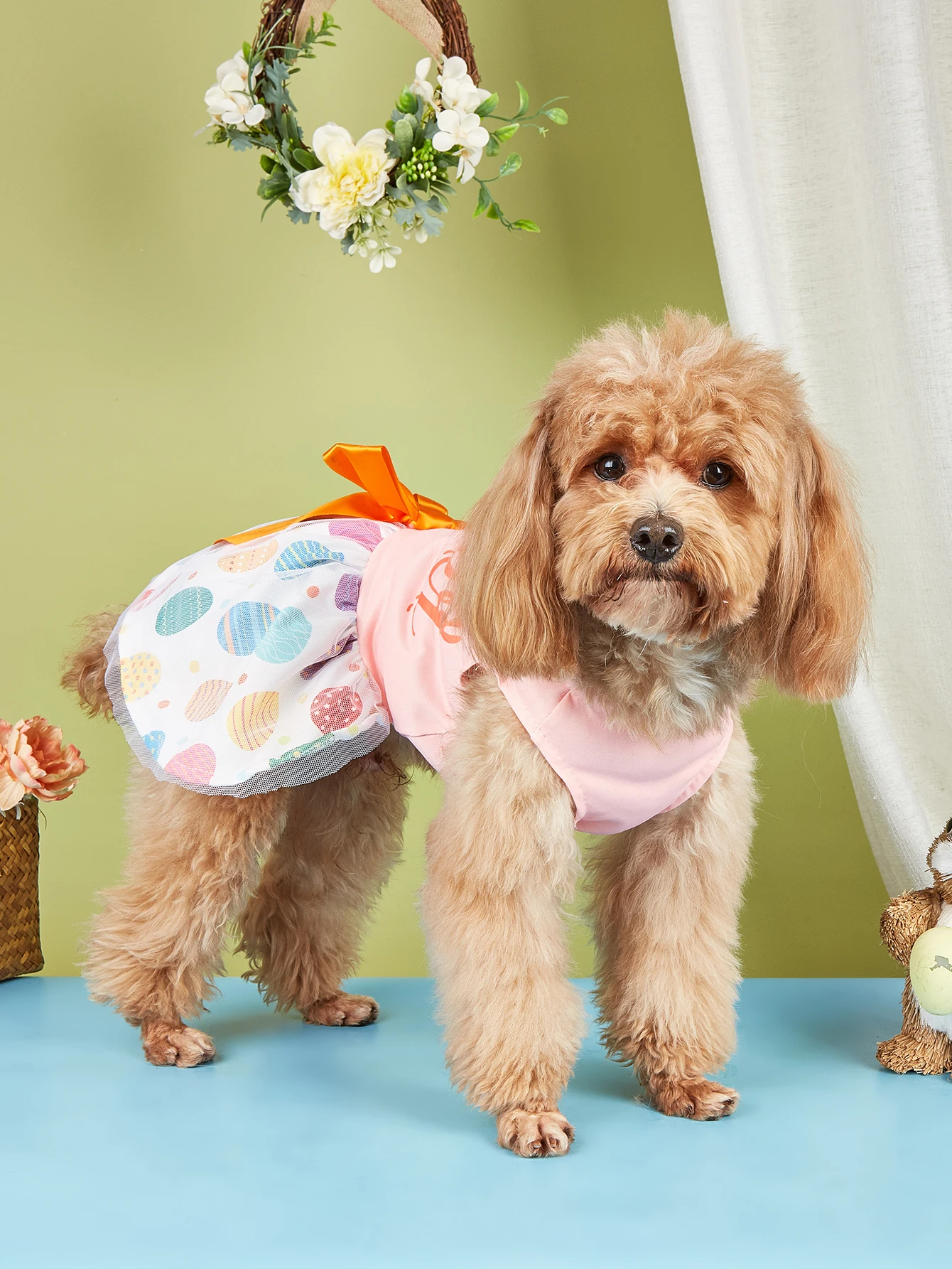 Happy Easter Day Dog Dress Girl Dog Clothes Easter Bunny Dogs Dresses Pet Apparel Doggie Tutu with Bowknot Cat Clothing Puppy Dr