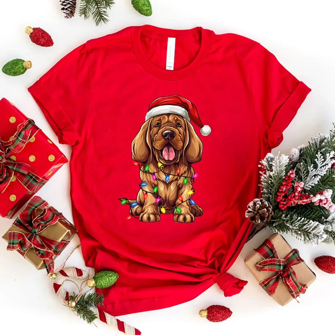 

New Hot Christmas Dog Printed T-Shirts Women Girl Unisex Casual Loose Round Neck Creative Personalized T-Shirts