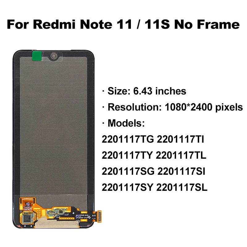 CHOICE AMOLED For Xiaomi Redmi Note 11 Pro LCD 2201117TG Display Touch Screen Digitizer For Redmi Note 11 4G LCD Replair Parts