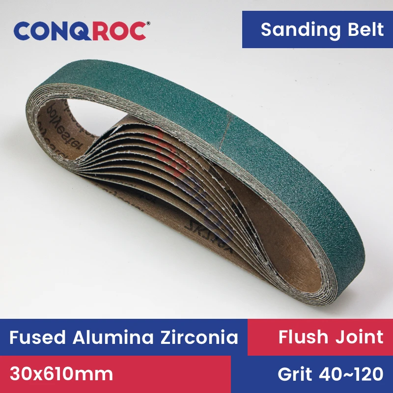 

Sanding Belts 30x610mm Fused Alumina Zirconia 10-Piece 1-3/16"x24" Sander Belts Grit 40~120 for Metal Polishing