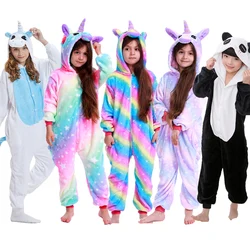 Kids One-Piece Pajamas Children Animal Cartoon Plush Kigurumi Unicorn Onesies Winter Warm Clothes for Boys Girls Christmas Gift