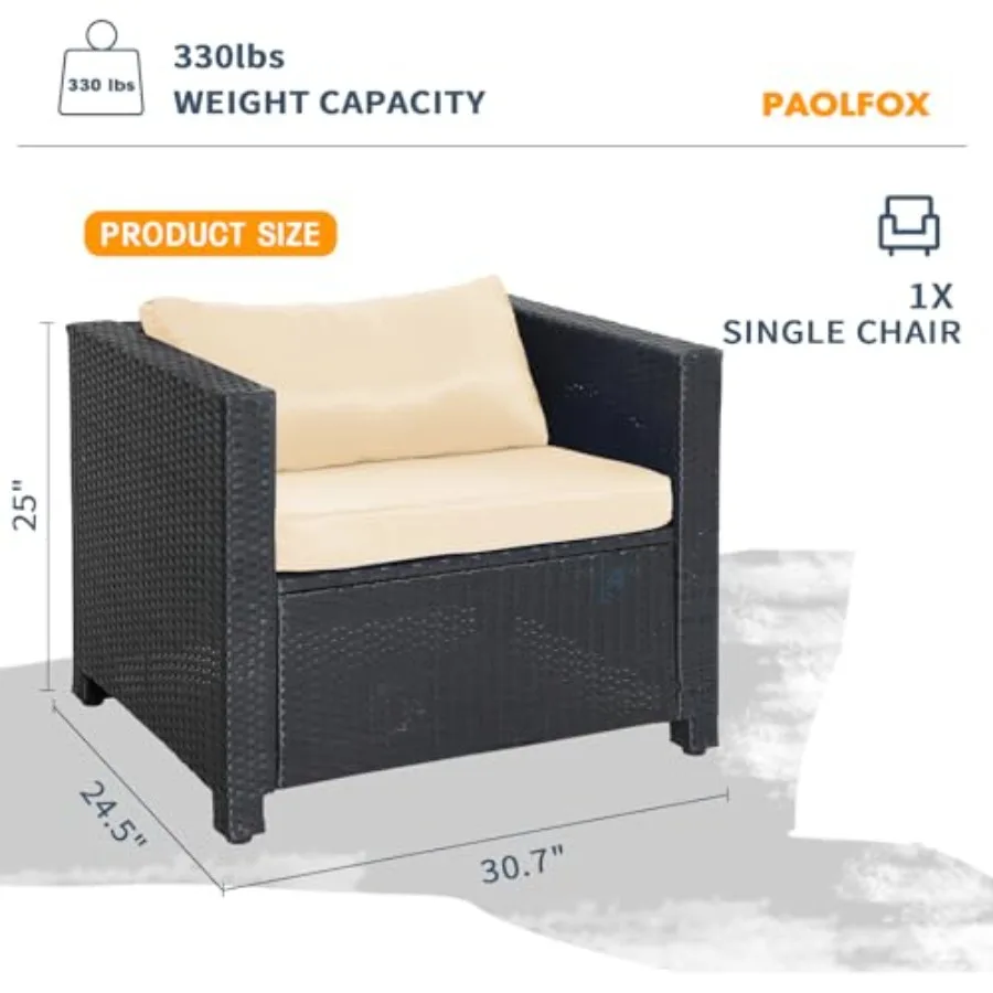 Wicker Patio Chairs for Outdoor Use, Natural Rattan with Beige Removable Cushion for Comfort and Style