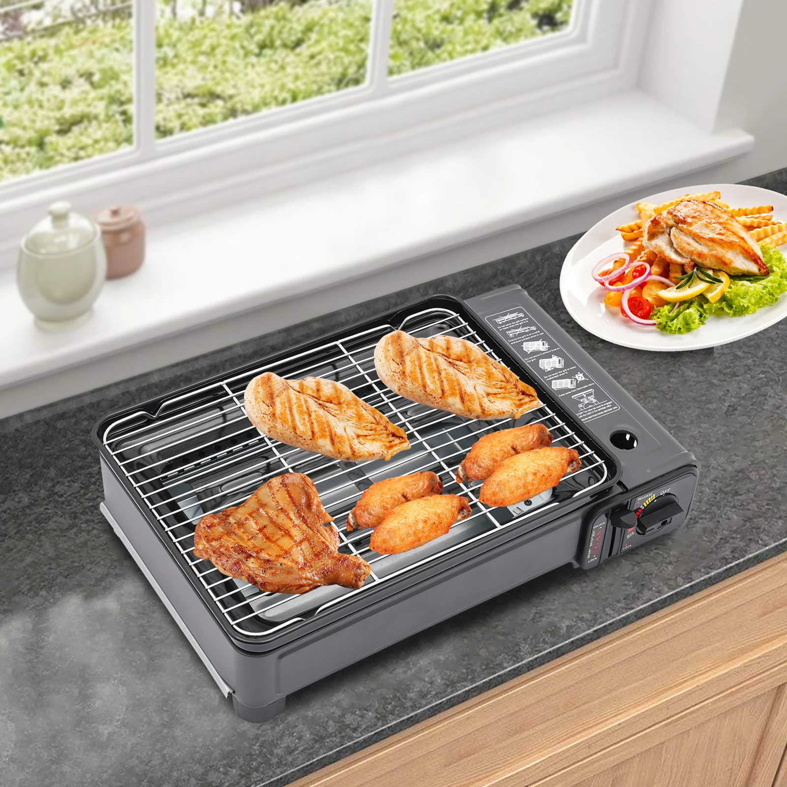 Tragbarer Butangas-Campingkocher mit Aufbewahrungstasche, Mini-Outdoor-Grillbrenner für Reisen, Wandern und Backcountry-Kochen – Detail 6