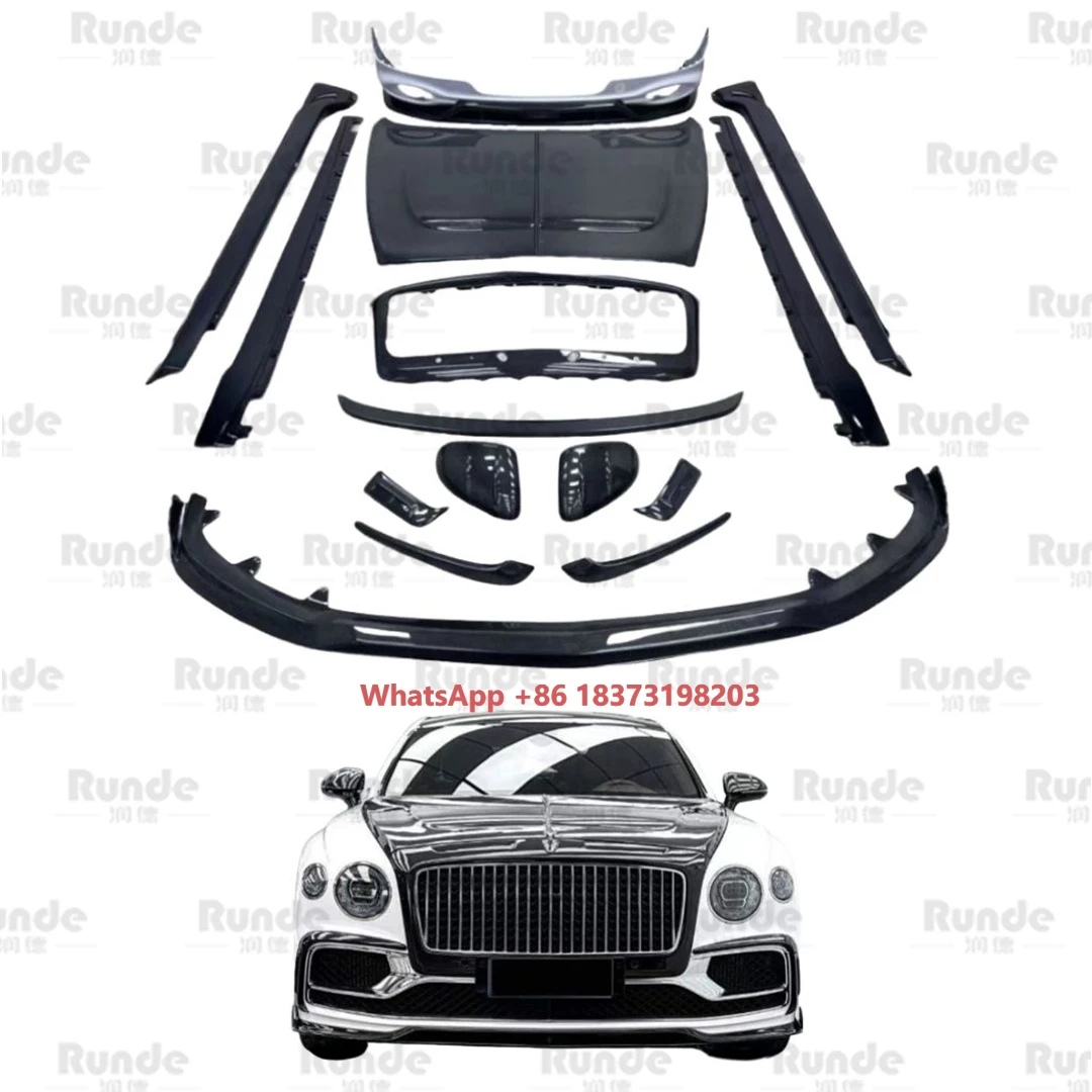 

For Bentley Flying Spur Upgrade With Mansory Carbon Fiber Body Kit | High-Quality Front Lip, Side Skirts, Hood | Perfect Fit