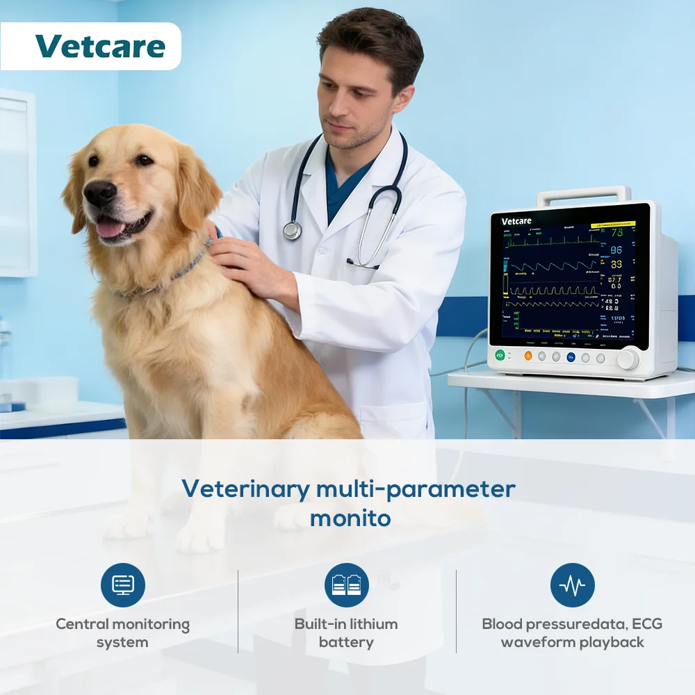 Not Afraid of Power Outages Multi-Parameter Animal Ecg Monitoring Devices Mobile Veterinary Monitor