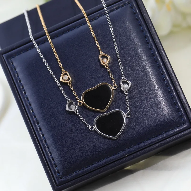 Designer Collection Necklace Earrings Women Lady Inlay Cubic Zircon Mother Of Pearl Hearts Shaped Pendant Chain Jewelry Sets