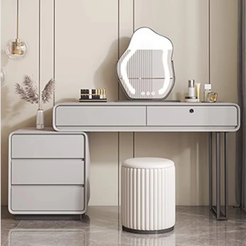 Luxury Minimalist Dressing Table Bedroom Solid Wood Storage Mirror Dressing Table European Girls Comoda Pra Quarto Furniture