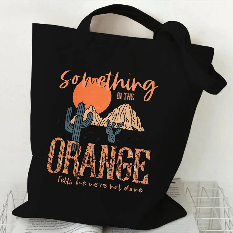 Boots on The Ground Cowboy Women's Handbags Retro Cactus Sunset Canvas Shoulder Bag for Country Music Fans Gift Tote Bags