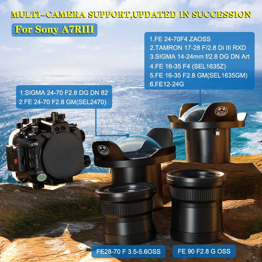 Seafrogs Underwater Camera Housing For Sony A9 /A7R3 A7RIII A7III / A7 II A7II A7M2 A7SII A7RII / A7 A7R A7S Diving Case