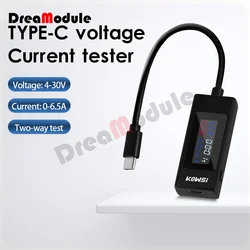 Amperomierz Tester 4-30V 0-6.5A Tester ładowarki typu c kolorowy ekran LCD na USB prądu i Tester napięcia dwukierunkowy Tester