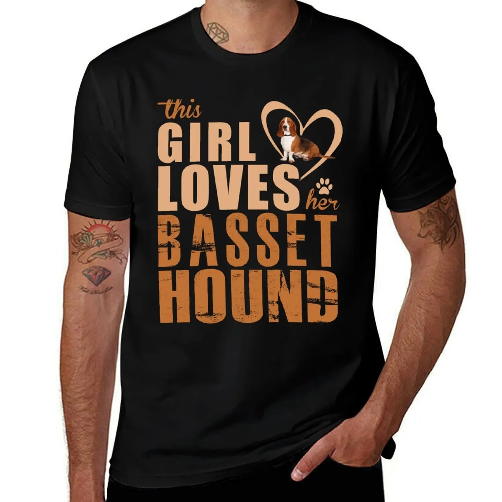 This girl loves her Basset Hound! T-Shirt Mechanic Work Tee Shirt T-Shirt