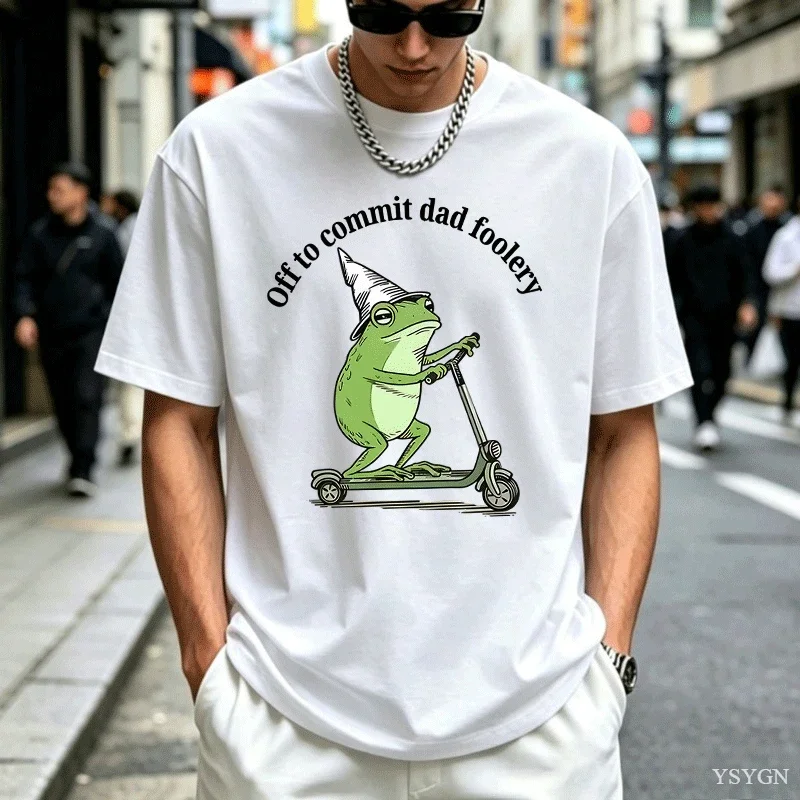 Dad Frog T Shirt Off To Commit Dad Foolery Tee Shirt Casual Funny Frog Scooter T-Shirt Dada Cute Pregnancy Announcement Tee