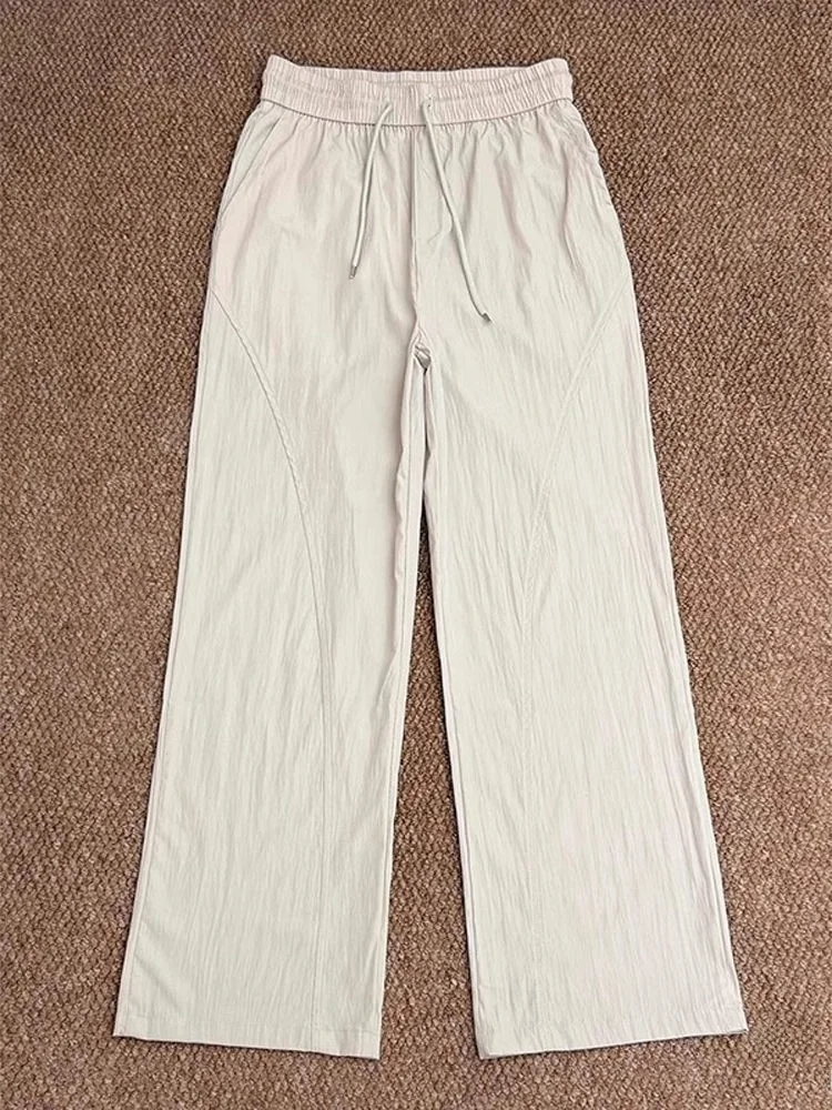 

Ice Silk Casual Pants Men's Summer Thin Lazy Sle Drapey Yamamoto Straight Leg Pants Breathable Lightweight Comfortable