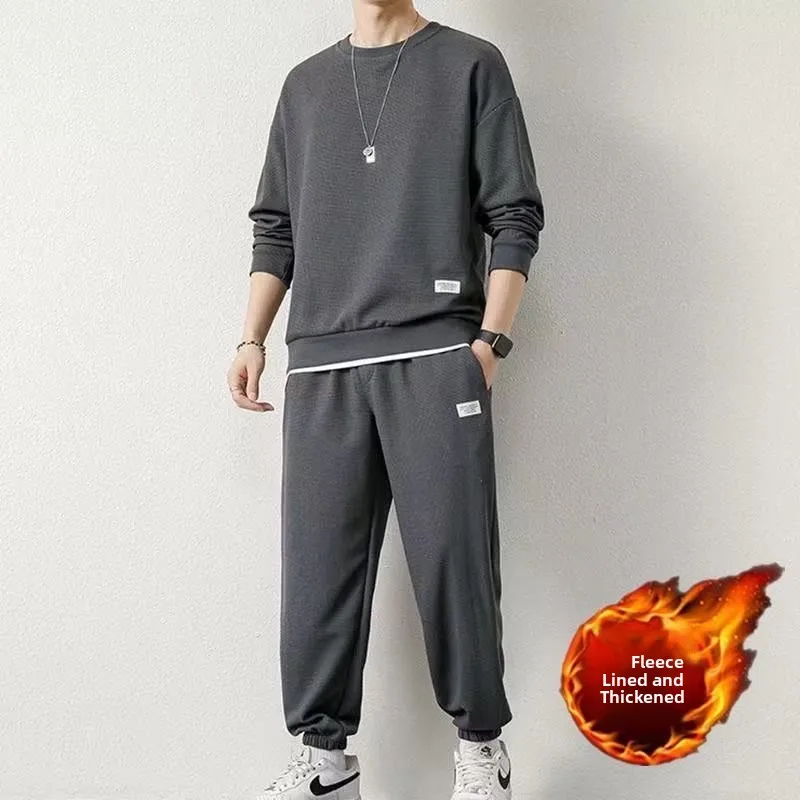 

Мужской комплект с капюшоном на подкладке Fce, повседневный комплект Spor Sle, весна-осень-зима, длинные брюки-све, удобные дышащие молодежные модные брюки