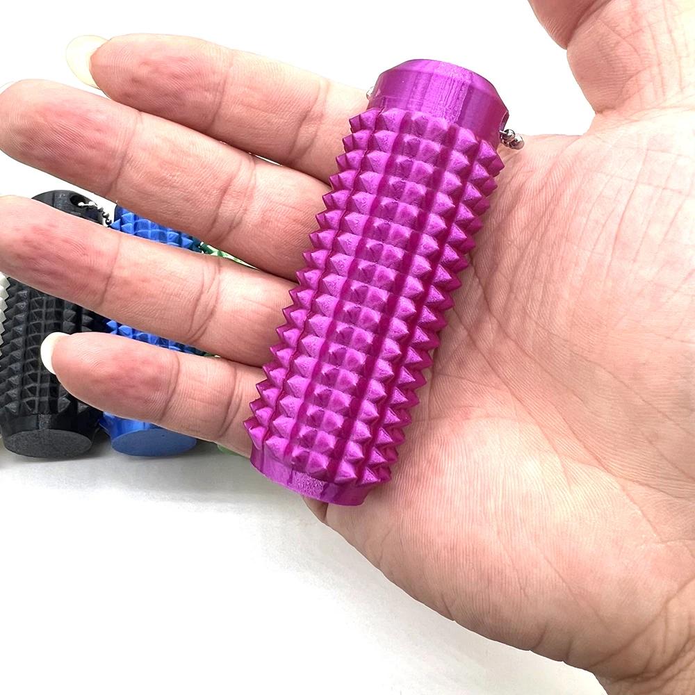 Spiky Grippie Stim keychain, convenient handheld mini massager, rectangular cylindrical keychain pendant
