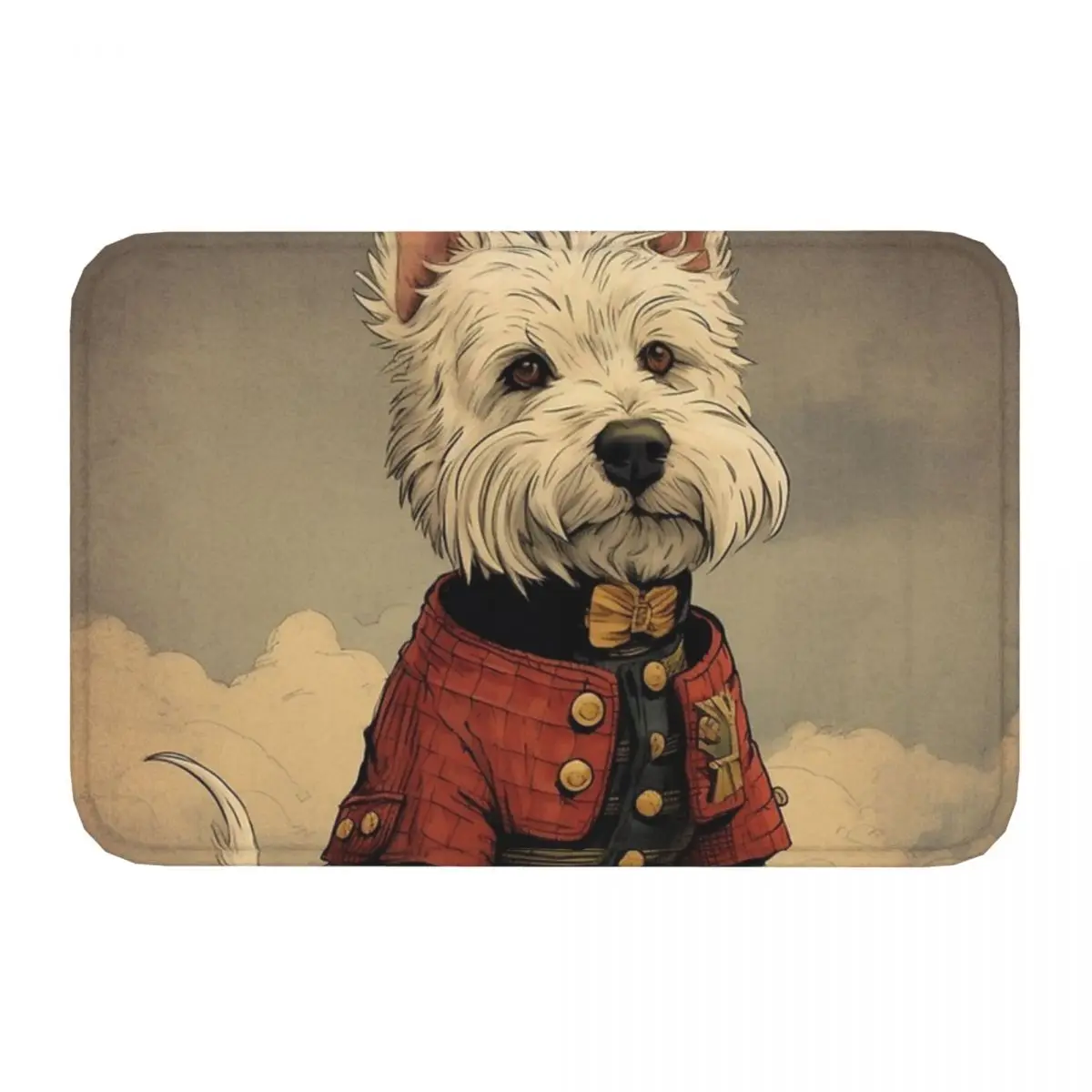 Happy-Go-Lucky West Highland Terrier Caricature Bedroom Mat West Doormat Kitchen Carpet Balcony Rug Home Decoration